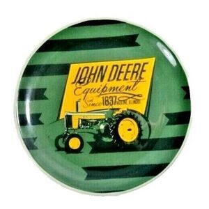 John Deere Equipment Tractor Salad Lunch Plate Yellow Green Stoneware 8-in Gift